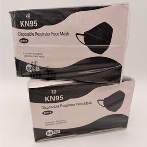 KN95 Black Disposable Respirator Face Mask 2 Packs, 100 Masks